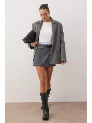 Trendyol Spódnico-spodenki w kolorze szarym rozmiar: 40. Szare spódniczki damskie Trendyol, bez wzorów, ze skóry. Za 78.99 zł.