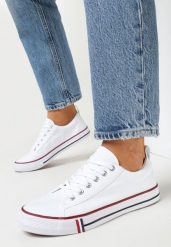 Białe Trampki przed Kostkę Leylatia. Białe trampki i tenisówki damskie Born2be, bez wzorów, z jeansu, przed kostkę. Za 49.99 zł.