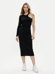 Replay Sukienka dzianinowa W9074.000.23587 Czarny Slim Fit. Czarne sukienki damskie Replay, l, bez wzorów, z bawełny, bez kołnierzyka, bez ramiączek. Za 399.99 zł.