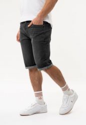 Szorty jeansowe, Regular Fit, E-MIST. Szare szorty męskie Volcano, z bawełny, bez kołnierzyka. Za 159.99 zł.