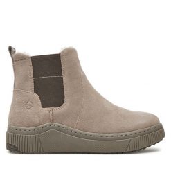 Botki Tamaris. Szare botki damskie Tamaris, bez obcasa, na płaskiej podeszwie, bez zapięcia. Za 449.99 zł.