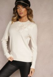 Jasnobeżowy Sweter z Modalem i Wiskozą Ozdobiony Aplikacjami 3D Desalttia. Brązowe swetry klasyczne damskie Renee, m, z jeansu, bez kołnierzyka. Za 84.99 zł.