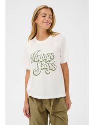 Kaffe Koszulka w kolorze białym rozmiar: S. Białe bluzki damskie Kaffe, s, bez wzorów, z bawełny, bez kołnierzyka, bez ramiączek. Za 78.99 zł.