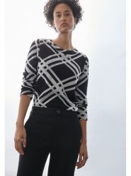 Street One Sweter w kolorze czarno-szarym rozmiar: 38. Czarne swetry klasyczne damskie Street One, ze splotem, bez kołnierzyka. Za 123.25 zł.