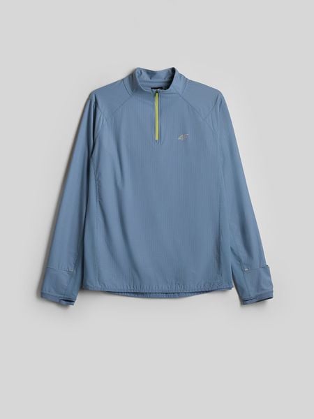 4F Bluza do biegania slim bez kaptura męska - denim S. Niebieskie bluzy bez kaptura męskie 4f, m, z denimu. Za 199.99 zł.