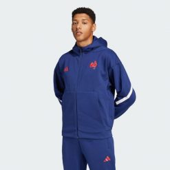 Bluza dresowa France Travel Z.N.E. Full-Zip Hooded. Niebieskie bluzy bez kaptura męskie Adidas, m, z dresówki. W wyprzedaży za 274.50 zł.