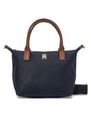 Tommy Hilfiger Torebka Popette Mini Tote AW0AW17709 Granatowy. Niebieskie torebki klasyczne damskie Tommy Hilfiger, bez wzorów, z materiału, bez dodatków. Za 349.99 zł.