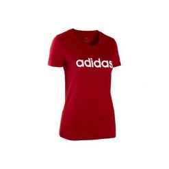 Koszulka krótki rękaw Gym & Pilates damska. Czerwone bluzki sportowe damskie Adidas, l, z bawełny, bez kołnierzyka, bez ramiączek. Za 89.99 zł.