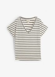 T-shirt z mieszanki bawełny z rękawkami z falbaną. Brązowe t-shirty damskie bonprix, bez wzorów, z bawełny, bez kołnierzyka. Za 64.99 zł.