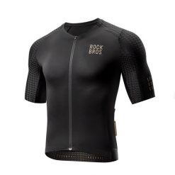 Oddychająca i odblaskowa koszulka rowerowa ROCKBROS. Czarne t-shirty sportowe męskie ROCKBROS, xl, z materiału, bez ramiączek, na fitness i siłownię. Za 189.12 zł.