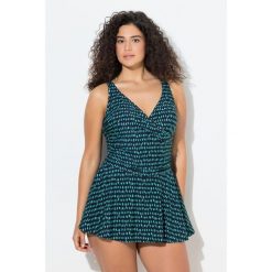 Damskie Sukienka kąpielowa kropki miękkie miseczki z recyklingu szorty. Czarne szorty damskie Ulla Popken, bez wzorów, z elastanu, sportowe. Za 349.99 zł.