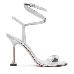 Sandały Stuart Weitzman. Szare sandały damskie Stuart Weitzman, bez wzorów, bez obcasa, na szpilce. Za 1,609.99 zł.
