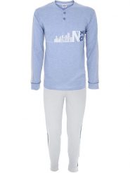 COTONELLA Piżama w kolorze błękitno-białym rozmiar: XL. Białe piżamy męskie Cotonella, xl, bez wzorów, prążkowane, bez ramiączek. Za 89.45 zł.