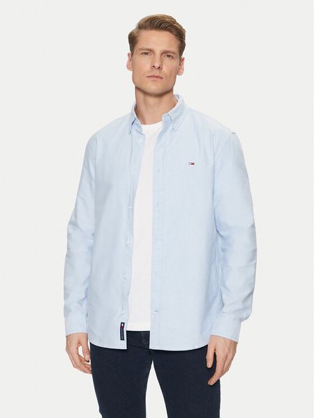 Tommy Jeans Koszula Oxford DM0DM20667 Błękitny Regular Fit. Niebieskie koszule męskie Tommy Jeans, m, bez wzorów, z bawełny, bez kołnierzyka, bez ramiączek. Za 199.99 zł.