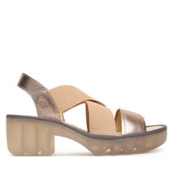 Sandały Fly London. Żółte sandały damskie Fly London, bez wzorów, bez obcasa, na słupku. Za 505.99 zł.