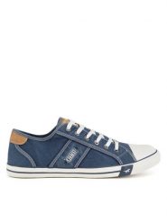 Mustang Trampki 4058-310 Niebieski. Niebieskie trampki i tenisówki męskie Mustang, bez wzorów, z materiału, bez zapięcia. Za 229.99 zł.