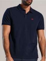Koszulka polo - granatowy. Niebieskie koszulki polo męskie Sinsay, l, bez wzorów, z bawełny, bez ramiączek. Za 22.99 zł.