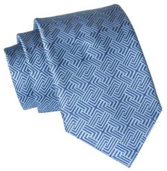 Męski Krawat Angelo di Monti - Niebieski, Wzór Geometryczny. Niebieskie krawaty i muchy męskie Angelo di Monti, bez wzorów, z tkaniny, eleganckie. Za 45.00 zł.