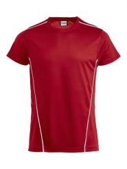 Clique Ice Sport-T koszulka z poliestru z dłuższym tyłem – red/white. Czerwone bluzki sportowe damskie CLIQUE, m, bez kołnierzyka, bez ramiączek. Za 112.54 zł.