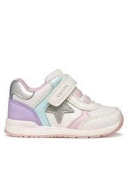 Geox Sneakersy B Rishon Girl B560LA 0BCEW C1022 Biały. Białe buty sportowe dziewczęce Geox, bez wzorów, ze skóry, bez zapięcia. Za 209.99 zł.