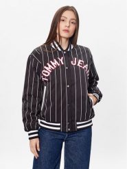 Tommy Jeans Kurtka bomber Pinstripe Letterman DW0DW15336 Czarny Relaxed Fit. Czarne kurtki damskie Tommy Jeans, m, bez wzorów, z jeansu, bez kaptura. Za 689.99 zł.