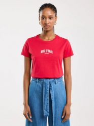 Koszulka damska bawełniana z nadrukiem czerwona Benea 603. Czerwone t-shirty damskie Big Star, l, bez wzorów, z bawełny, bez kołnierzyka. W wyprzedaży za 59.99 zł.