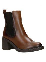 Wojas Skórzane botki w kolorze brązowym rozmiar: 37. Brązowe botki damskie Wojas, eleganckie, bez obcasa, bez zapięcia. Za 248.58 zł.