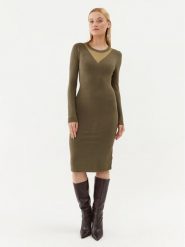 Fracomina Sukienka dzianinowa FJ23WD5002K51801 Khaki Slim Fit. Brązowe sukienki damskie Fracomina, xs, bez wzorów, z dzianiny, bez kołnierzyka, bez ramiączek. Za 349.99 zł.
