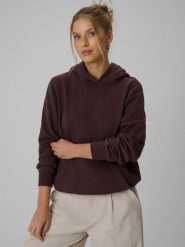 4F Bluza dresowa relaxed z kapturem damska - brązowa S. Brązowe bluzy z kapturem damskie 4f, l, z bawełny. Za 149.99 zł.