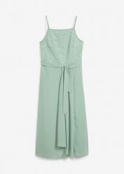 Sukienka maxi z cekinami. Zielone sukienki dziewczęce bonprix, bez wzorów, eleganckie, bez ramiączek. Za 127.99 zł.