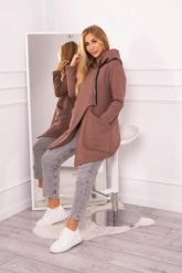 Bluza ocieplana z asymetrycznym suwakiem mocca. Bluzy z kapturem damskie KESI, l, z bawełny. Za 238.37 zł.