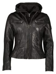 HIS Skórzana kurtka w kolorze czarnym rozmiar: 44. Czarne kurtki damskie HIS, bez wzorów, ze skóry, bez kaptura. Za 480.90 zł.