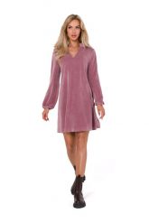 Trapezowa Sukienka z Weluru - Różowa. Czerwone sukienki damskie MOE, l, bez wzorów, z bawełny, bez kołnierzyka, bez ramiączek, rozkloszowane. Za 326.90 zł.