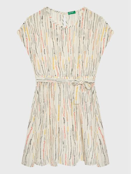 United Colors Of Benetton Sukienka letnia 4YRTCV017 Beżowy Regular Fit. Brązowe sukienki dziewczęce United Colors Of Benetton, na lato, bez wzorów, z wiskozy, bez ramiączek. Za 139.99 zł.