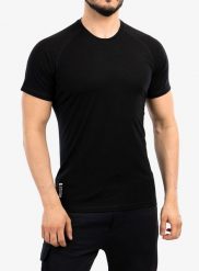 Koszulka termoaktywna męska Mons Royale Temple Tech T-Shirt. Czarne bielizna termoaktywna męska Mons Royale, m, bez wzorów, z elastanu, bez kołnierzyka. Za 247.49 zł.
