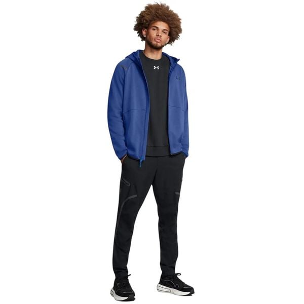 Męska kurtka dresowa Unstoppable (Niebieska). Niebieskie kurtki męskie Under Armour, m, bez wzorów, z bawełny, sportowe, z kapturem. Za 474.55 zł.