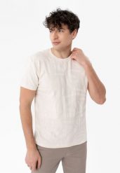 T-shirt z fakturą TM-ENAR. Białe t-shirty męskie Volcano, m, bez wzorów, z bawełny, bez kołnierzyka. Za 79.99 zł.