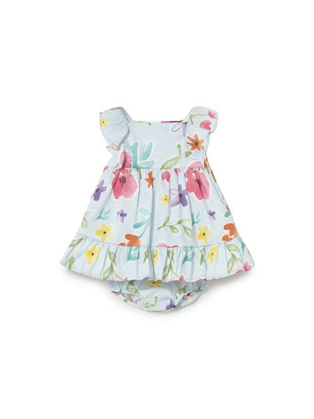 Mayoral Sukienka letnia 1812 Błękitny Regular Fit. Niebieskie sukienki dziewczęce Mayoral, na lato, bez wzorów, z bawełny, bez ramiączek. Za 144.99 zł.