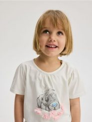 T-shirt Tiny Tatty Teddy - złamana biel. Koszulki dziewczęce Reserved, m, bez wzorów, z bawełny, bez ramiączek. W wyprzedaży za 12.99 zł.