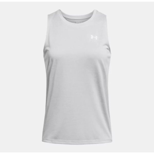 Damski tank top Under Armour Twist. Szare topy sportowe damskie Under Armour, l, bez wzorów, z materiału, bez ramiączek. Za 149.60 zł.
