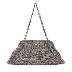 Torebka Guess. Szare torebki klasyczne damskie Guess, z aplikacjami, wizytowe, bez kołnierzyka, bez ramiączek. Za 549.99 zł.
