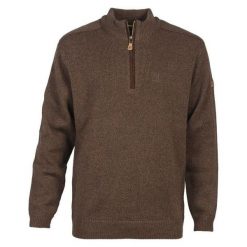 Sweter z zamkiem błyskawicznym PERCUSSION. Brązowe swetry męskie PERCUSSION, bez wzorów, bez kołnierzyka. Za 226.50 zł.