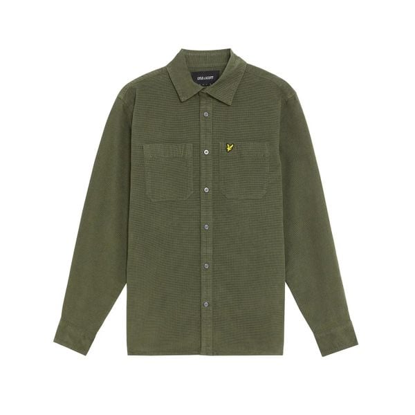 Sztruksowa koszula Lyle & Scott. Zielone koszule męskie LYLE AND SCOTT, m, bez wzorów, z materiału, bez kołnierzyka, bez ramiączek. Za 363.50 zł.