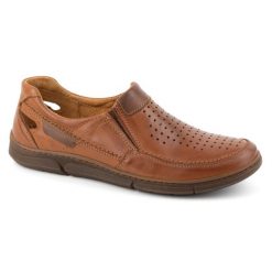 Olivier Buty Mokasyny męskie skórzane na lato 602 Ax brązowe. Brązowe mokasyny męskie na lato, ze skóry. Za 335.76 zł.