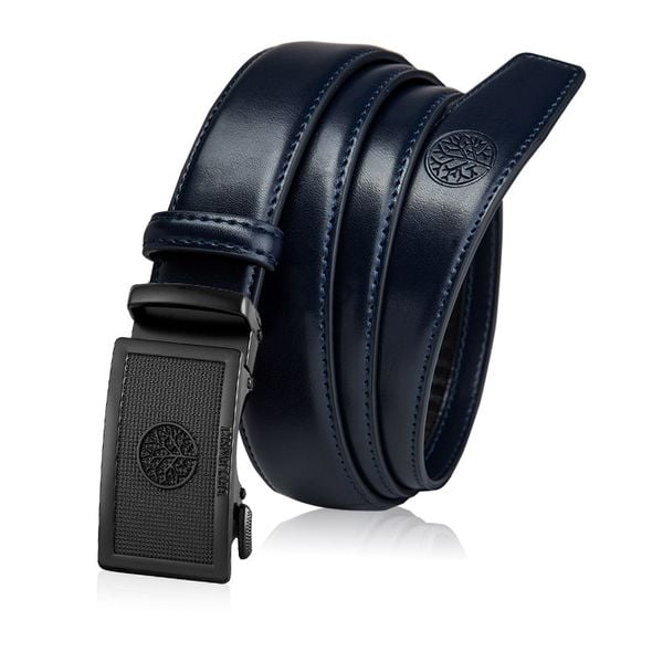 Skórzany pasek męski BETLEWSKI Granatowy 125. Niebieskie paski męskie Betlewski, bez wzorów, ze skóry. Za 99.00 zł.