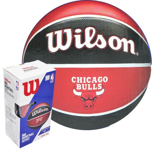Piłka do koszykówki Wilson NBA Chicago Bulls z pompką i kartonem. Czarne obuwie trekkingowe damskie Wilson. Za 70.98 zł.