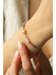 Pierres delicates Bransoletka w kolorze białym z perłami i ametystami rozmiar: onesize. Różowe bransoletki damskie Pierres delicates, z mosiądzu. Za 113.10 zł.