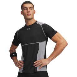 T-shirt Męski Under Armour HG ELITE FITTED. Czarne t-shirty męskie Under Armour, l, bez wzorów, z elastanu, bez kołnierzyka. Za 207.80 zł.