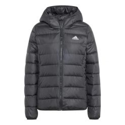 Lekka kurtka puchowa adidas Essentials z kapturem czarna. Brązowe kurtki damskie Adidas, bez wzorów, z materiału, z kapturem. Za 478.00 zł.