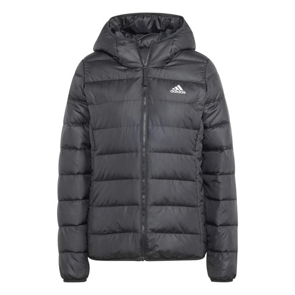 Lekka kurtka puchowa adidas Essentials z kapturem czarna. Brązowe kurtki damskie Adidas, bez wzorów, z materiału, z kapturem. Za 449.99 zł.